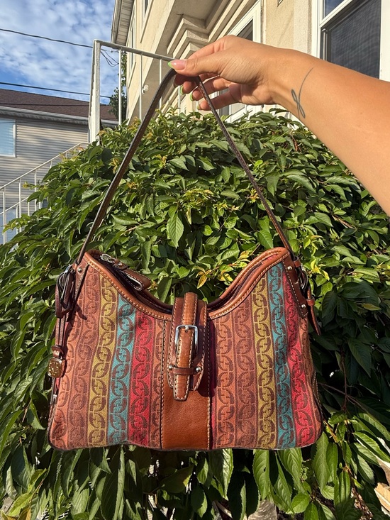 Fossil Handbags - Vintage Y2K Fossil Multicolor Stripe Shoulder Leather Canvas Boho Baguette Purse